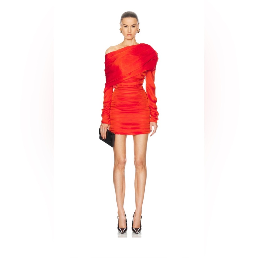 SAINT LAURENT
Ruched One Shoulder Dress Size 40.